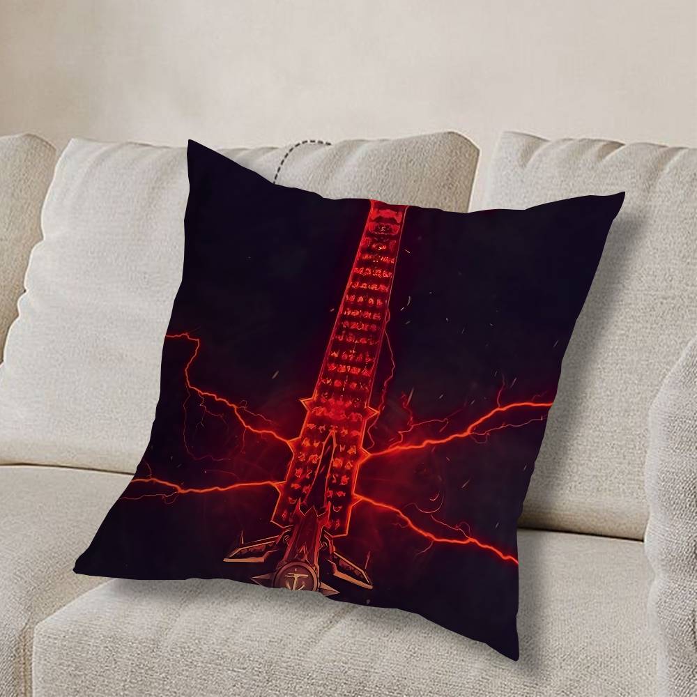 Game Doom Invincible Hero Pillow Case Anti-dustmite Pillowcase Invisible Zipper Silky Short Plush Sofa Cushion Cover