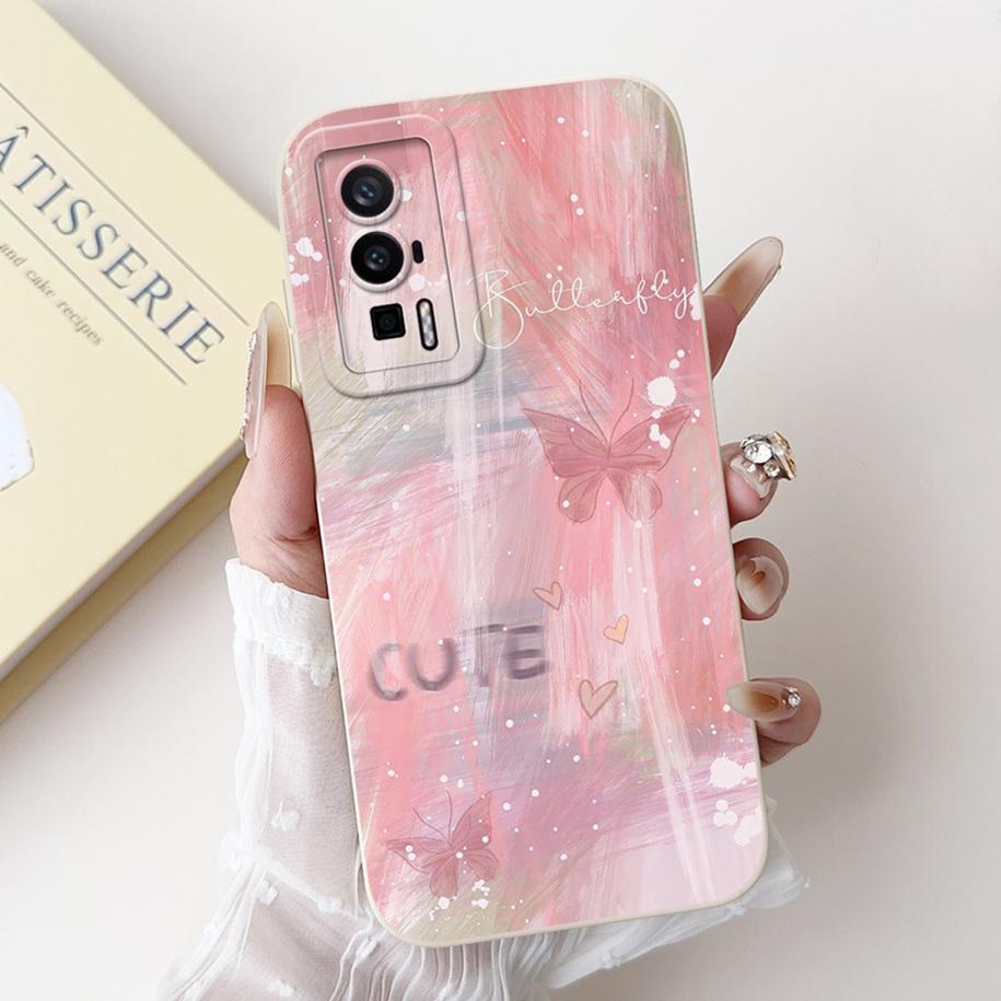 For Xiaomi Poco F5 Pro Case Luxury Marble Flower Girls Soft Candy Silicone Lens Protective Cover For Xiaomi Poco F5 F5Pro Fundas