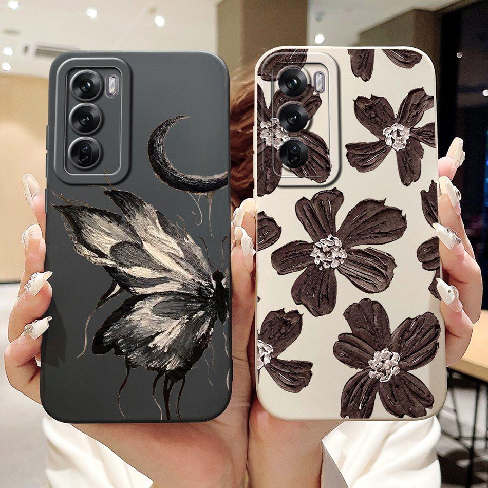 For OPPO Reno12 12Pro Elegant Butterfly Floral Phone Case For Oppo Reno12 Pro Reno 12 5G CPH2625 CPH2629 Soft Silicone Cases