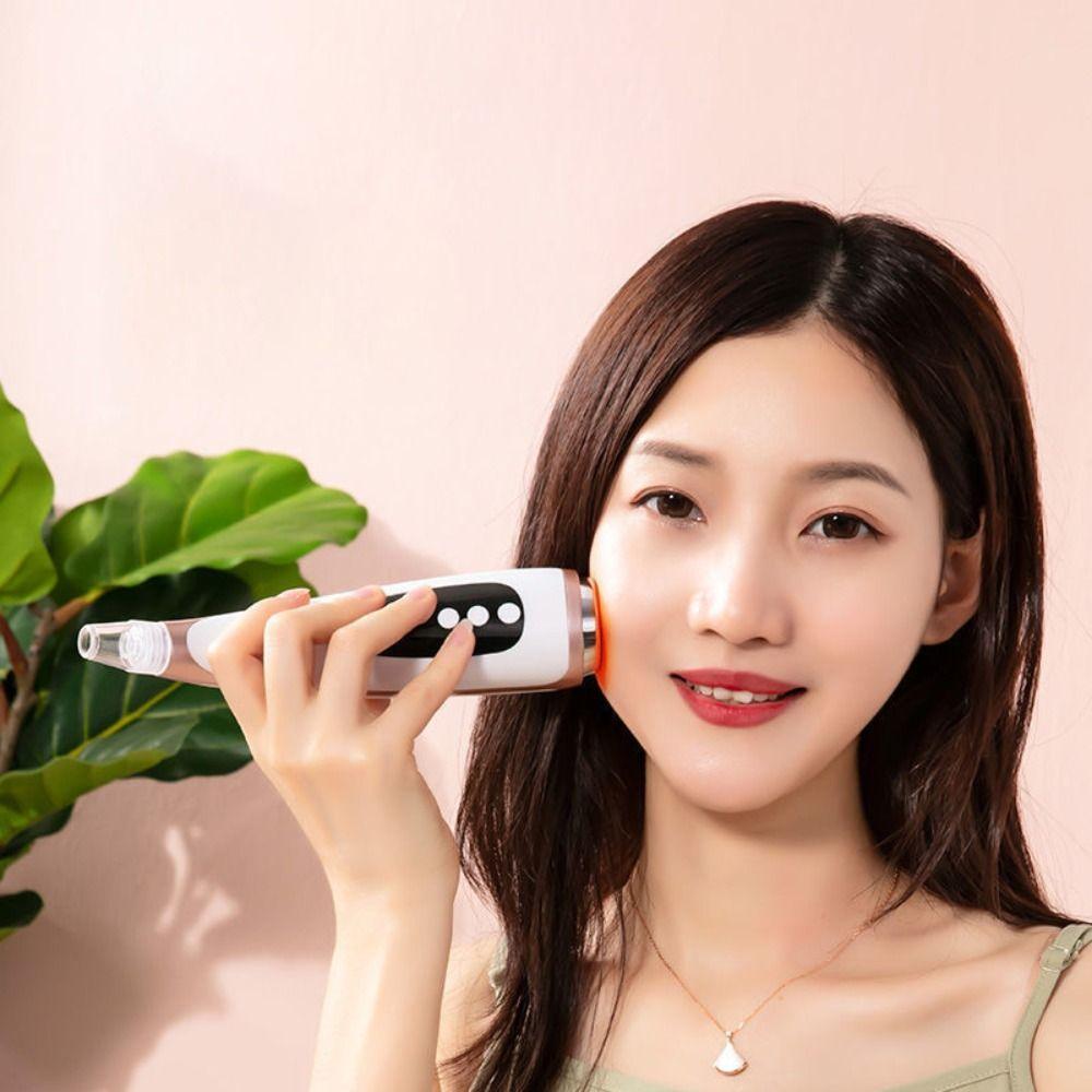 Hot Compress Electric Blackhead Remover With 6 Replacement Head Vacuum Suction Acne Tool  Women