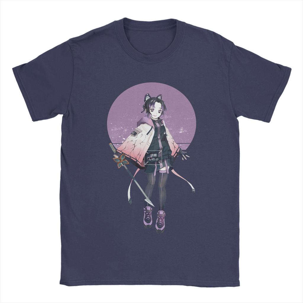 Anime Demon Slayer Shinobu Kocho T Shirt Men Cotton Novelty T-Shirt Round Collar Tees Short Sleeve Clothing Gift Idea
