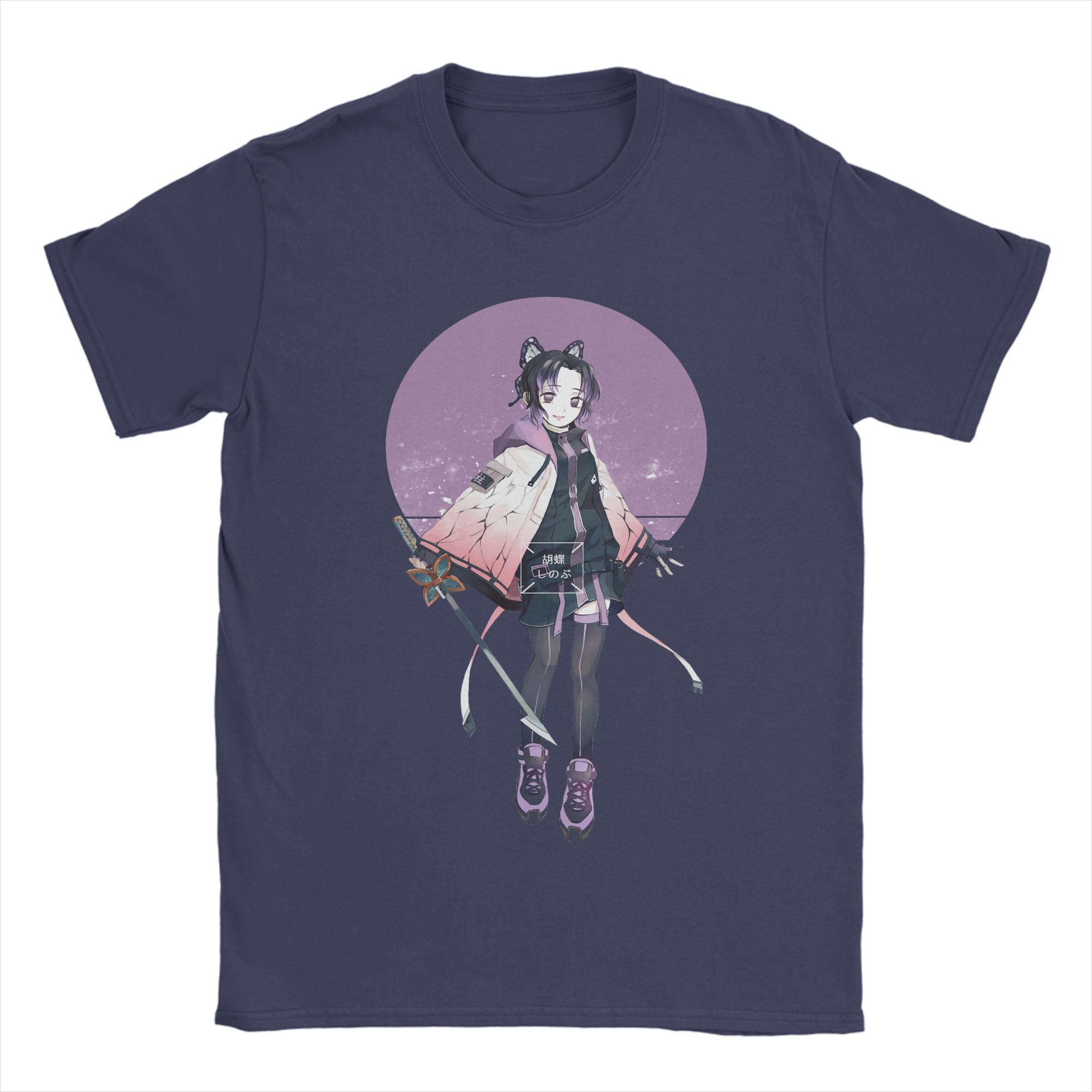 

Anime Demon Slayer Shinobu Kocho T Shirt Men Cotton Novelty T-Shirt Round Collar Tees Short Sleeve Clothing Gift Idea XL
