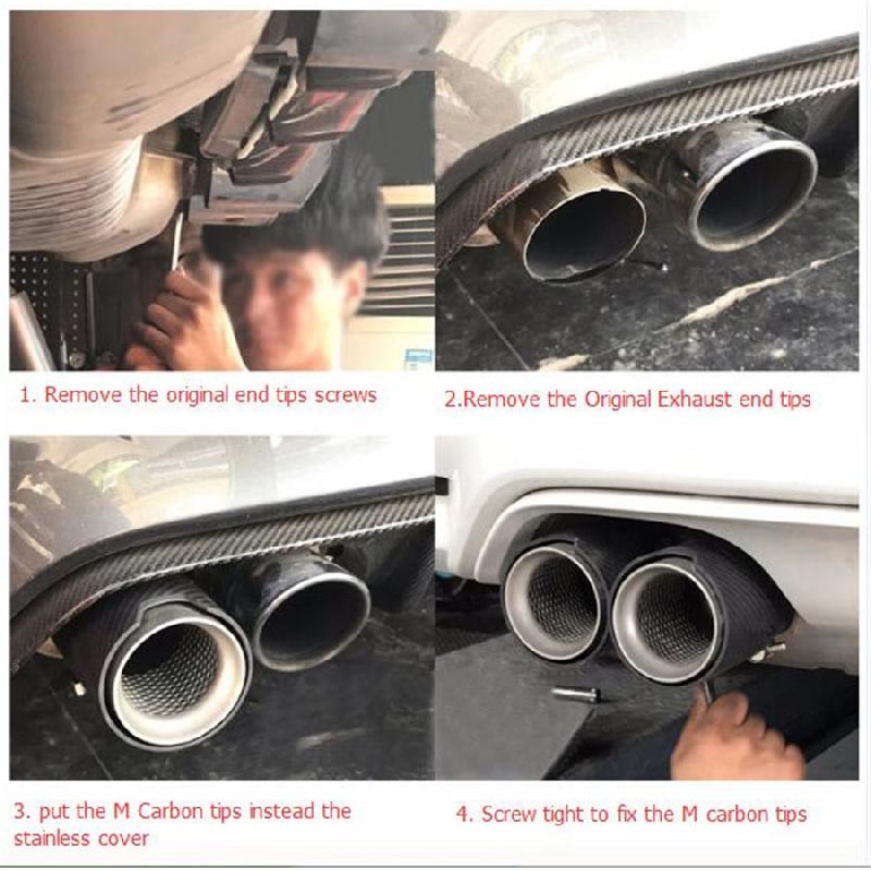 2Pc 60Mm-93Mm Glossy Carbon Fiber  For Bmw M