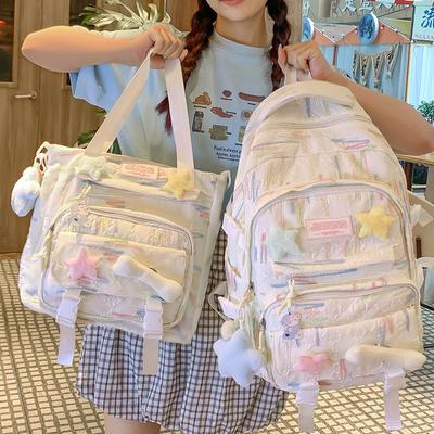 Schoolbag Children Elementary School Students  Girls Junior High School Students High School Striped Backpacks