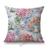 Spring Flower Oil Painting Poppy Sleeping Lily Hydrangeas Peony Home Decoration Art Sofa Throw Pillow Case Linen Cushion Cover
