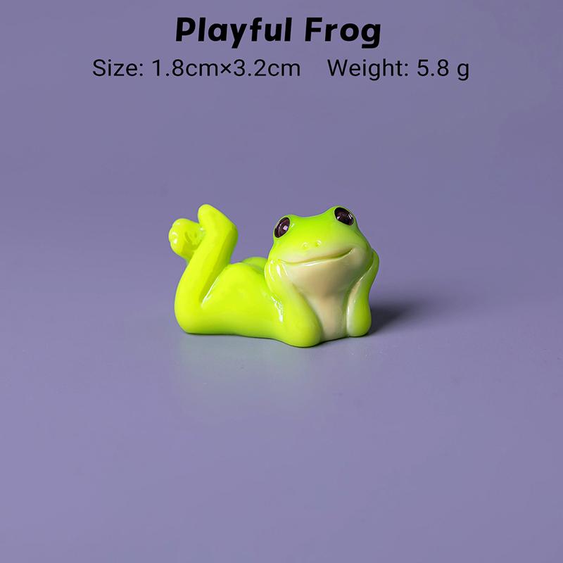 6 Pcs Cute Mini Resin Frog Figurine Set Various Relaxing Poses for Desktop Fairy Garden Home Decor