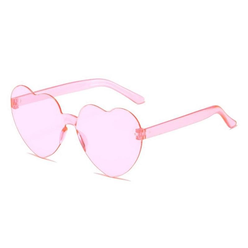 10PC Heart Sunglasses Love Sunglasses Jelly Color Frameless Heart-shaped One-piece Glasses Dazzling Color Glasses