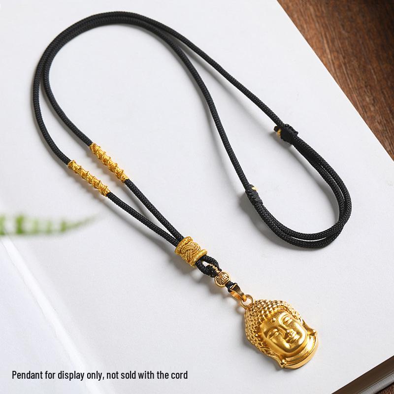 Hand-Woven Black Jadeite Gold Pendant Rope for Men & Women