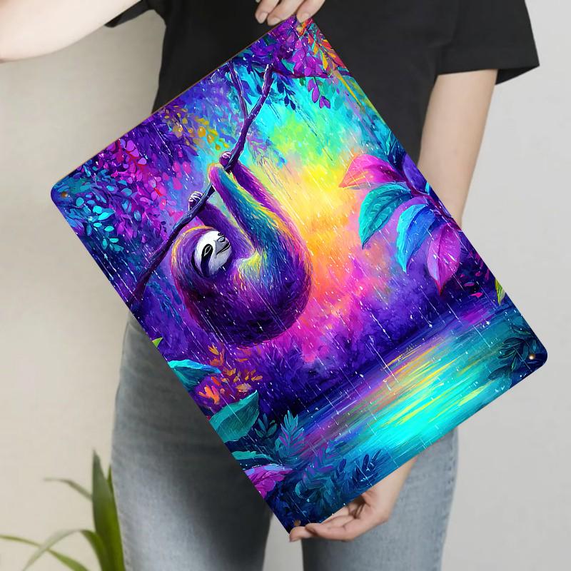 

Colorful Sloth Rainforest Metal Wall Art Home Decor Living Room Bedroom Hanging Painting 20x30cm（7.8x11.8inch）