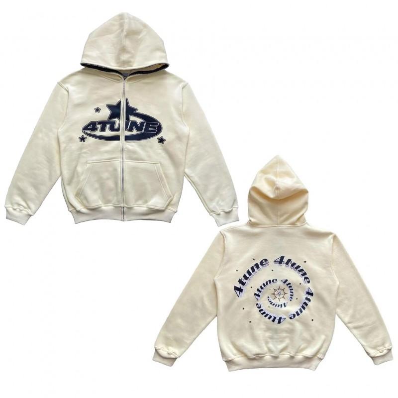 Oversized Y2K Streetwear Hooded Zip-Up Sweatshirt Men Women Loose Fit Graphic Print Long Sleeve Pullover