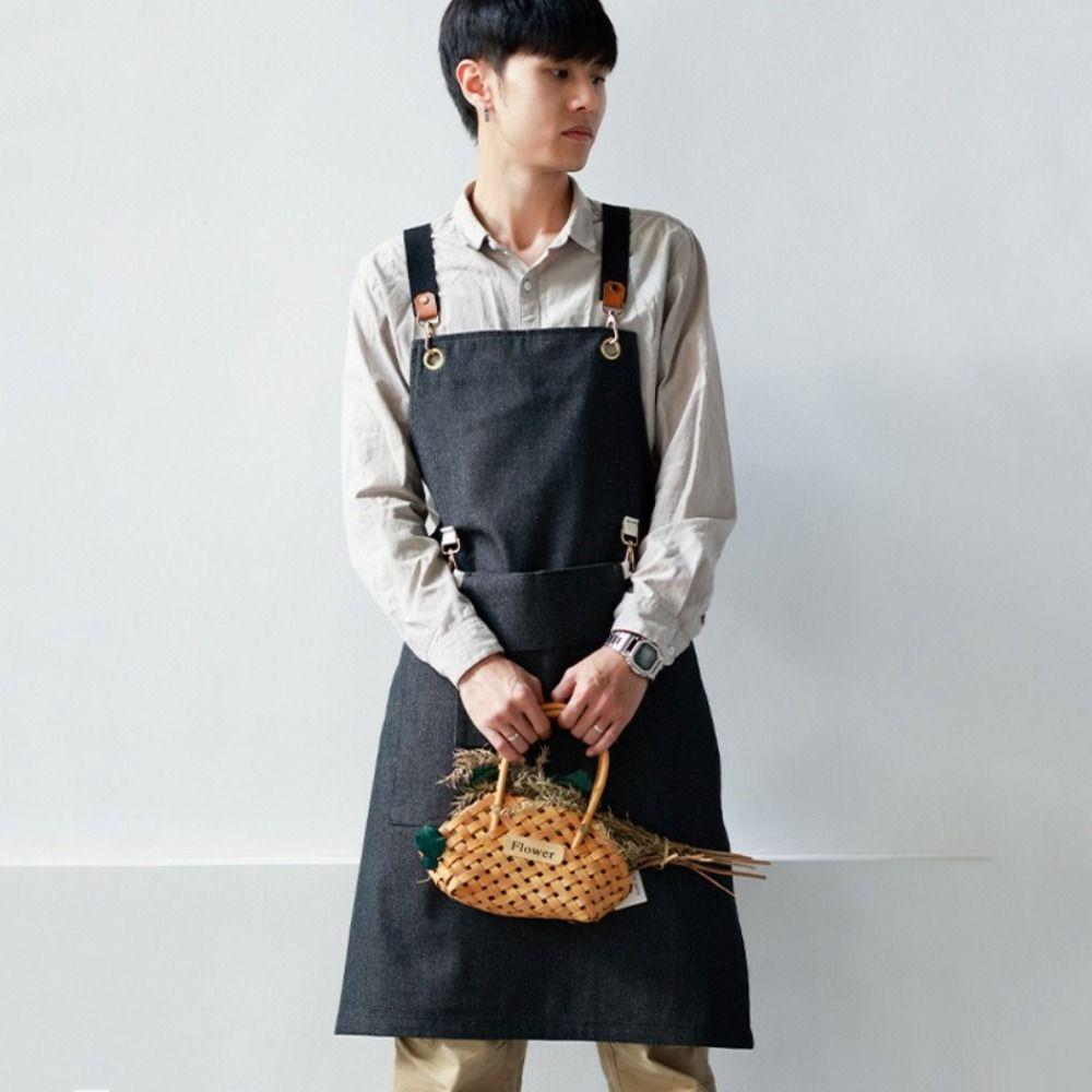 Multi-Pocket Kitchen Aprons Adjustable Cooking Aprons Portable Work Apron  Grilling