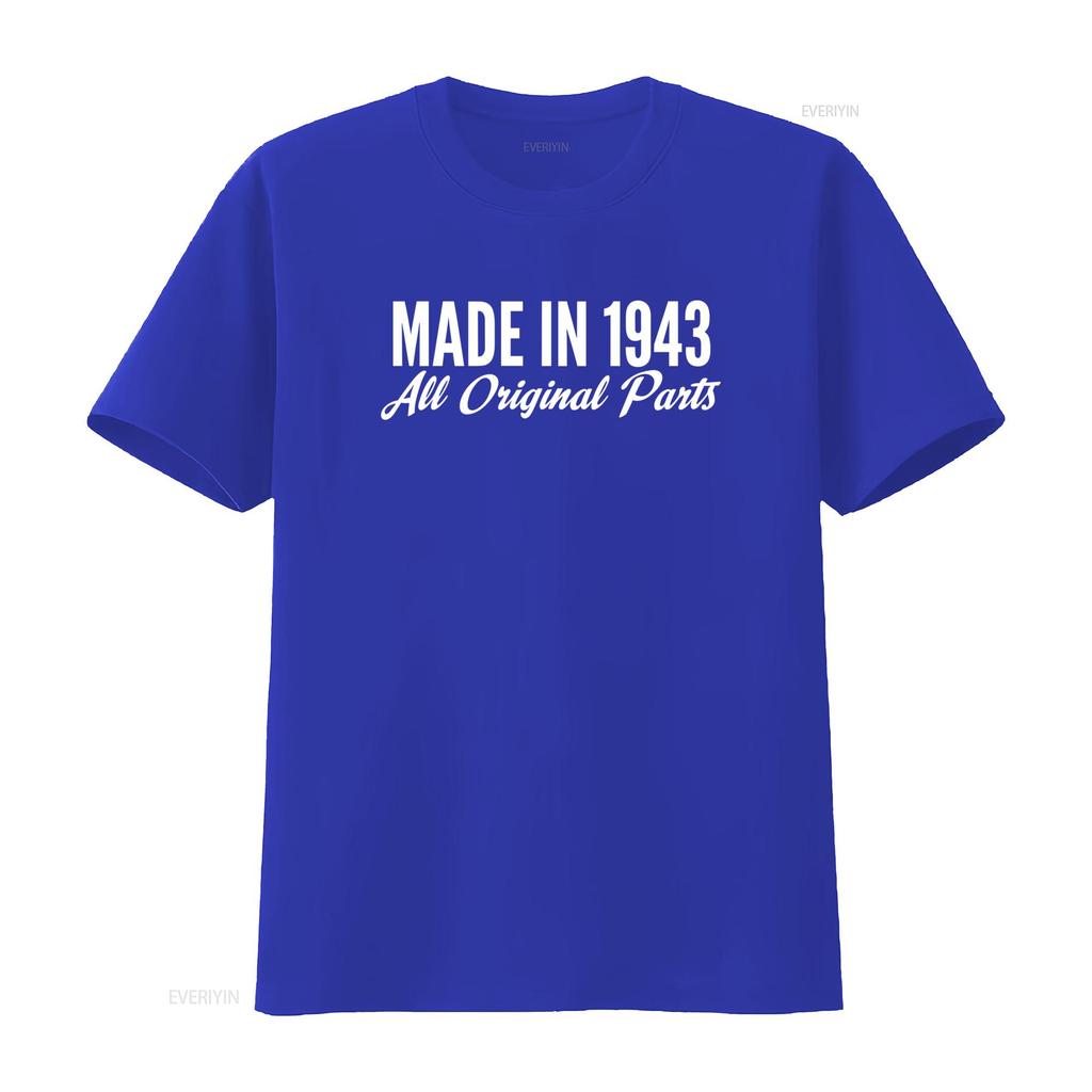 Vintage Style Made in 1943 All Original Parts T Shirt Retro Birthday Present Idea vintage Washed Casual Versatile streetwear