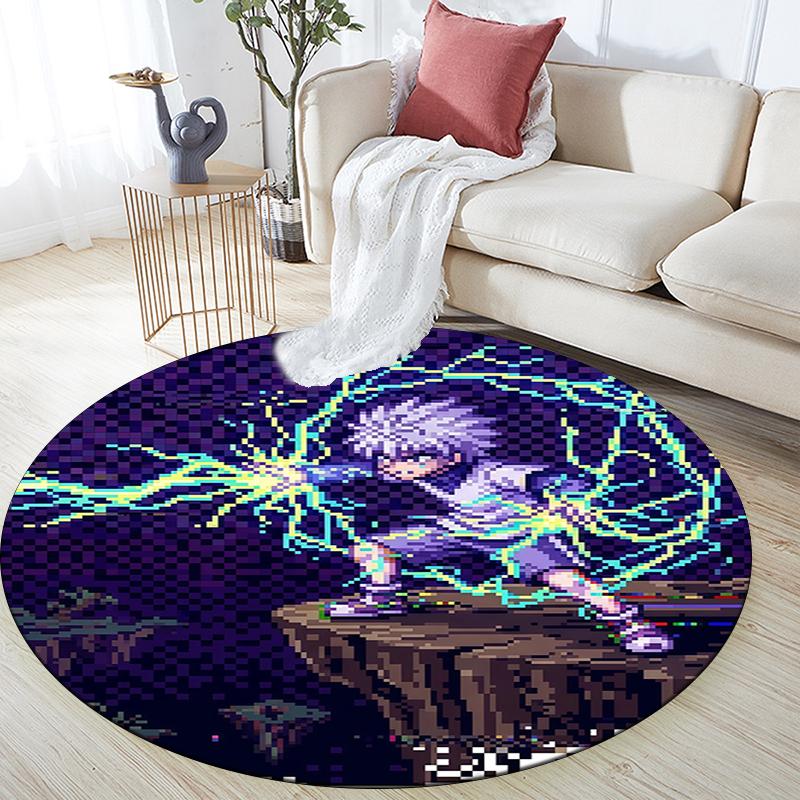 Killua Zoldyck pattern round rug,Carpet Rug for Living Room Bedroom Playroom ,Non-slip Floor Mat,Holiday Gifts and Birthday Gifts.