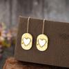 Vintage Gold Color Metal Carving Heart Earrings Geometry Oval Long Dangle Earrings for Women Jewelry