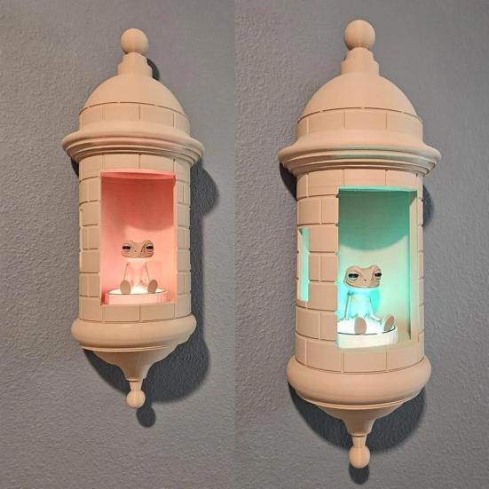 1/2Pcs Puerto Rican Garita Wall Coqui Lamp Battery Powered 3D Printed Frog Bedroom Living Room Outdoor Garden Wall Mount LED Light