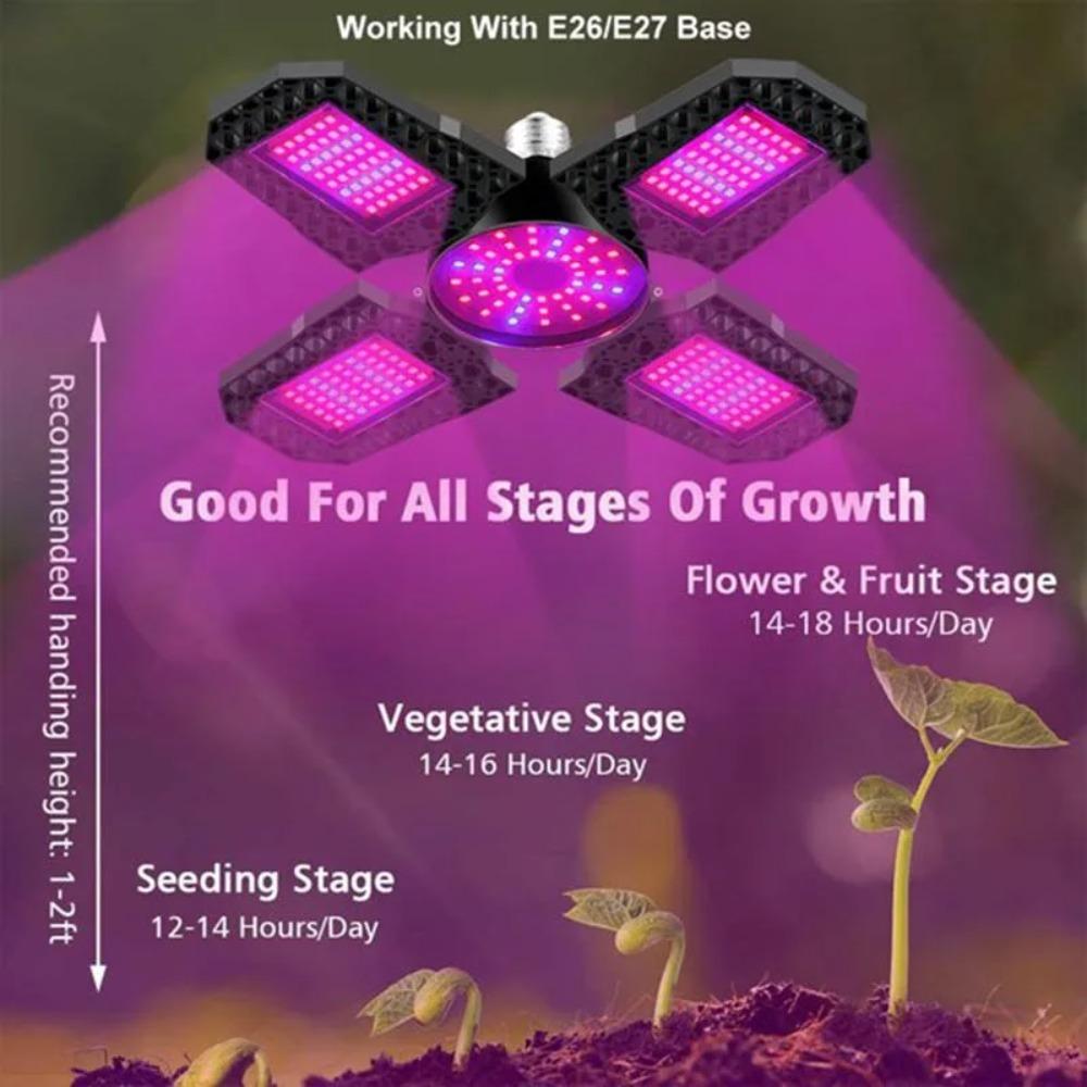 E27/E26 Full Spectrum Phyto Lamp Led Plant Seeds Grow Light Hydroponics Green House Adjustable Illumination Angle Growing Lights