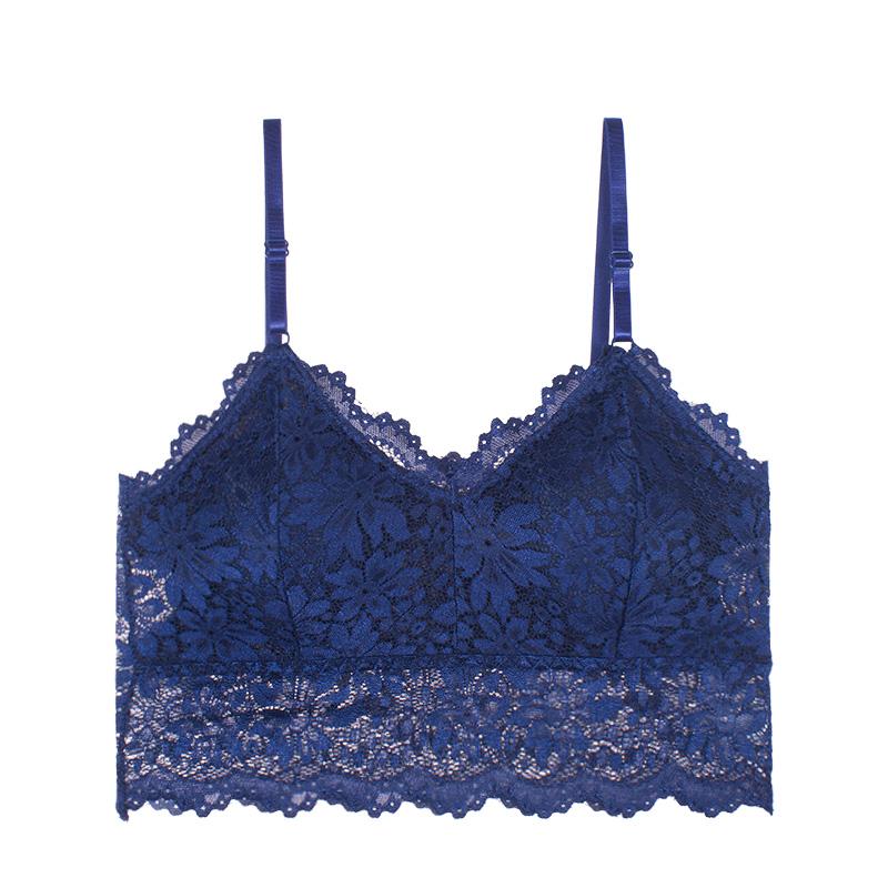 Lace Flower Beautiful Back Bra Wrap Chest Tube Top Padded Anti-exposure Bras Ladies Girls V-neck Camisole Bra