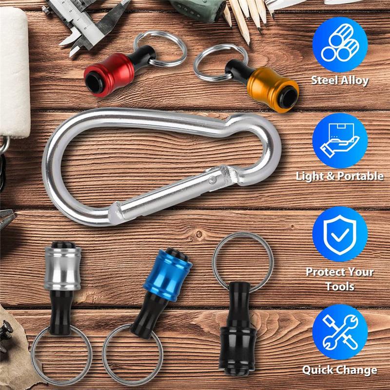 AD23-12Pcs 1/4 Inch Hex Shank Screwdriver Bit Holders, Keychain Extension Bar, Portable Fast Change Bit Holder Set