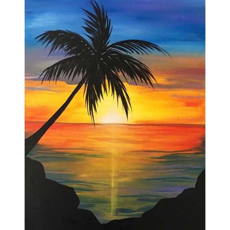 New 5D DIY Diamond Painting Full Round Drill Scenery Cross Stitch Sea View Diamond Embroidery Crafts Home Decor Art Gift