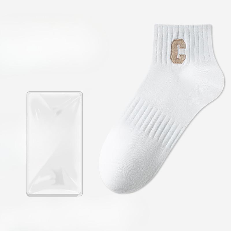 

Мужские весенне-осенние хлопковые дезодорирующие носки для поглощения пота, не скатывающиеся, дышащие, с пяткой 1 pair белый