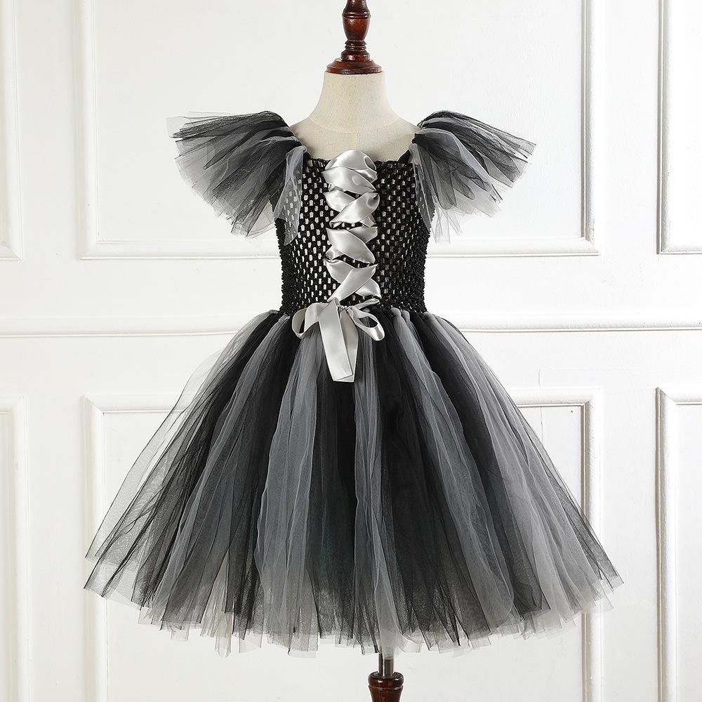 

European & American Girls Halloween Witch Costume Set with Tutu, Hat, and Broom 6-7Y