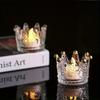 European Crystal Crown Glass Tealight Candle Holder Ring Scented Candlestick Home Decoration