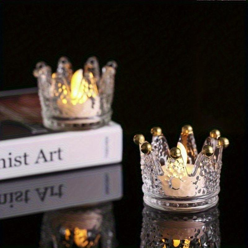 European Crystal Crown Glass Tealight Candle Holder Ring Scented Candlestick Home Decoration