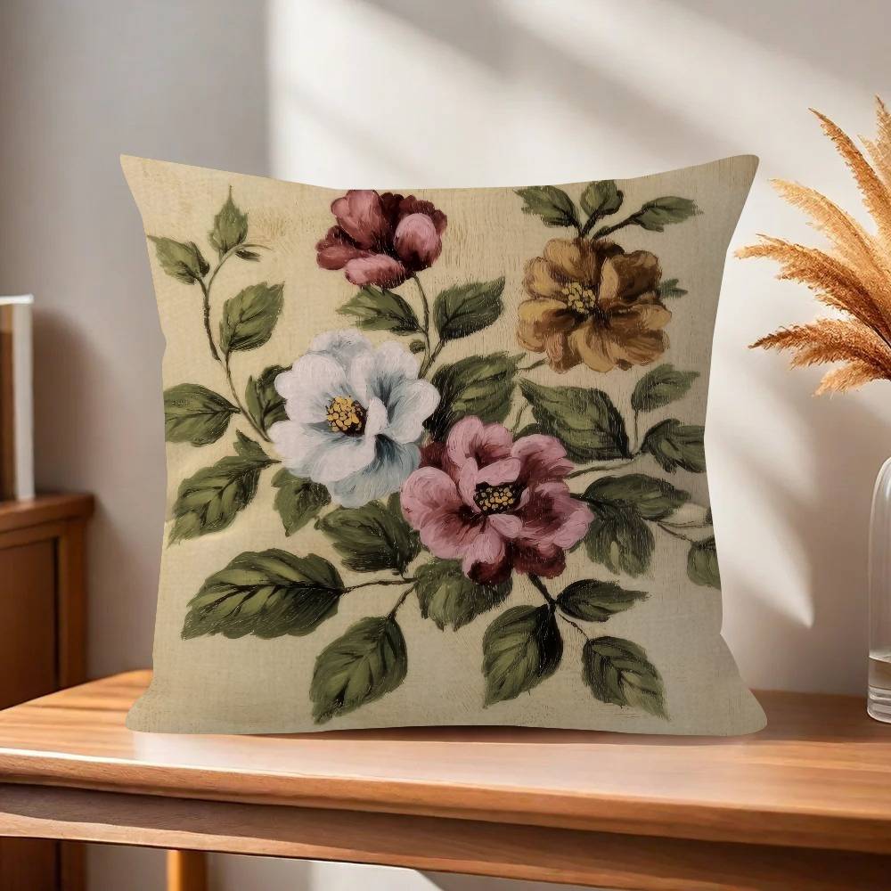 Vintage Floral Art Flower  Pillowcases Home Bedding Decorative Pillow Cover Wedding Super Soft Pillow Case