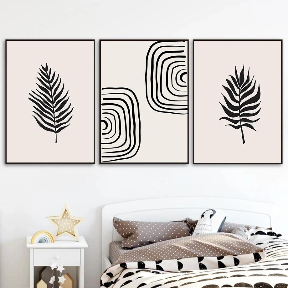 Nordic Bohemian Line Art Black Beige Minimalism Classic Retro Poster Canvas Paintings Wall Art Pictures Home Decor