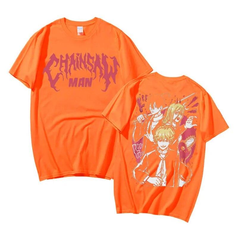 Anime motosserra unissex denji impressão t camisa unissexga streetwear aki hayakawa kon t unissex feminino puro algodão camisetas poder gráfico tshirt