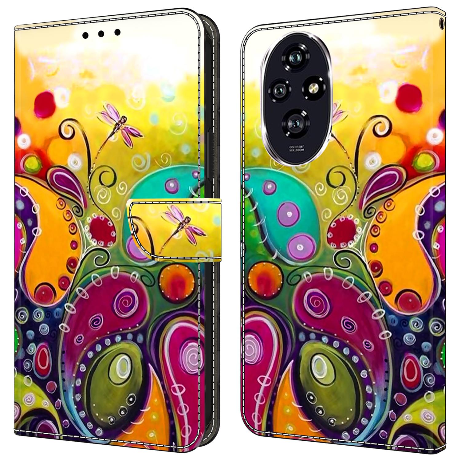 

Чехол для Honor 200 5G из ПУ кожи, чехол-кошелек для телефона с подставкой Colorful Flower