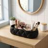 Solid Color Cosmetic Organizer Diamond Scallop Pattern Desktop Storage Box  Desktop Decoration