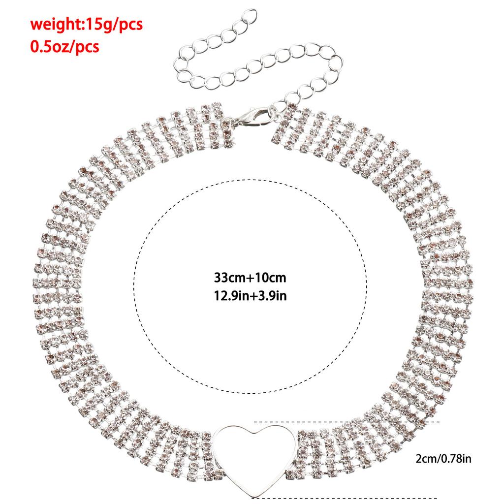 Temperament full diamond multi-layer neck chain hollow love necklace black claw diamond chain necklace