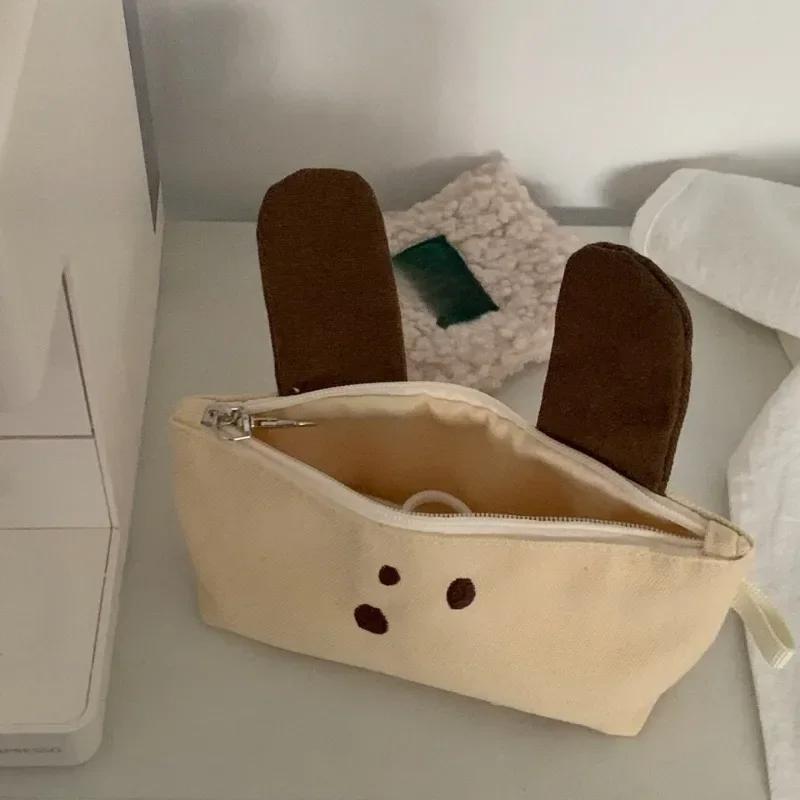 

Multi-function Canvas Storage Bag Student Stationery Bag Cute Dog Zipper Pencil Bag Creative Large-capacity Stationery Case