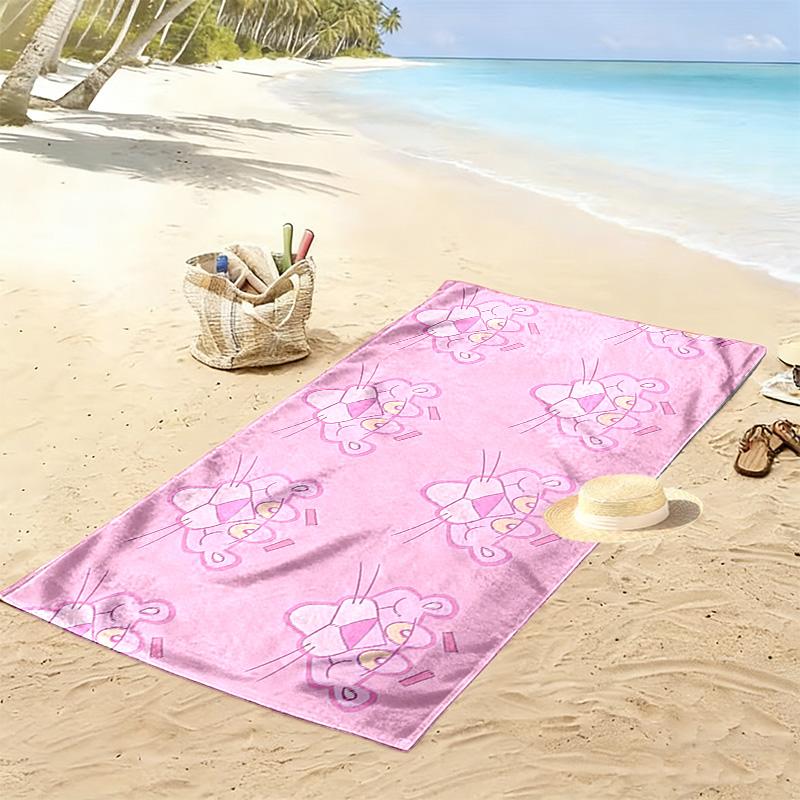 Pink Panther Print Beach Towel, Large Soft Quick Dry Towel for Beach Camping Swimming