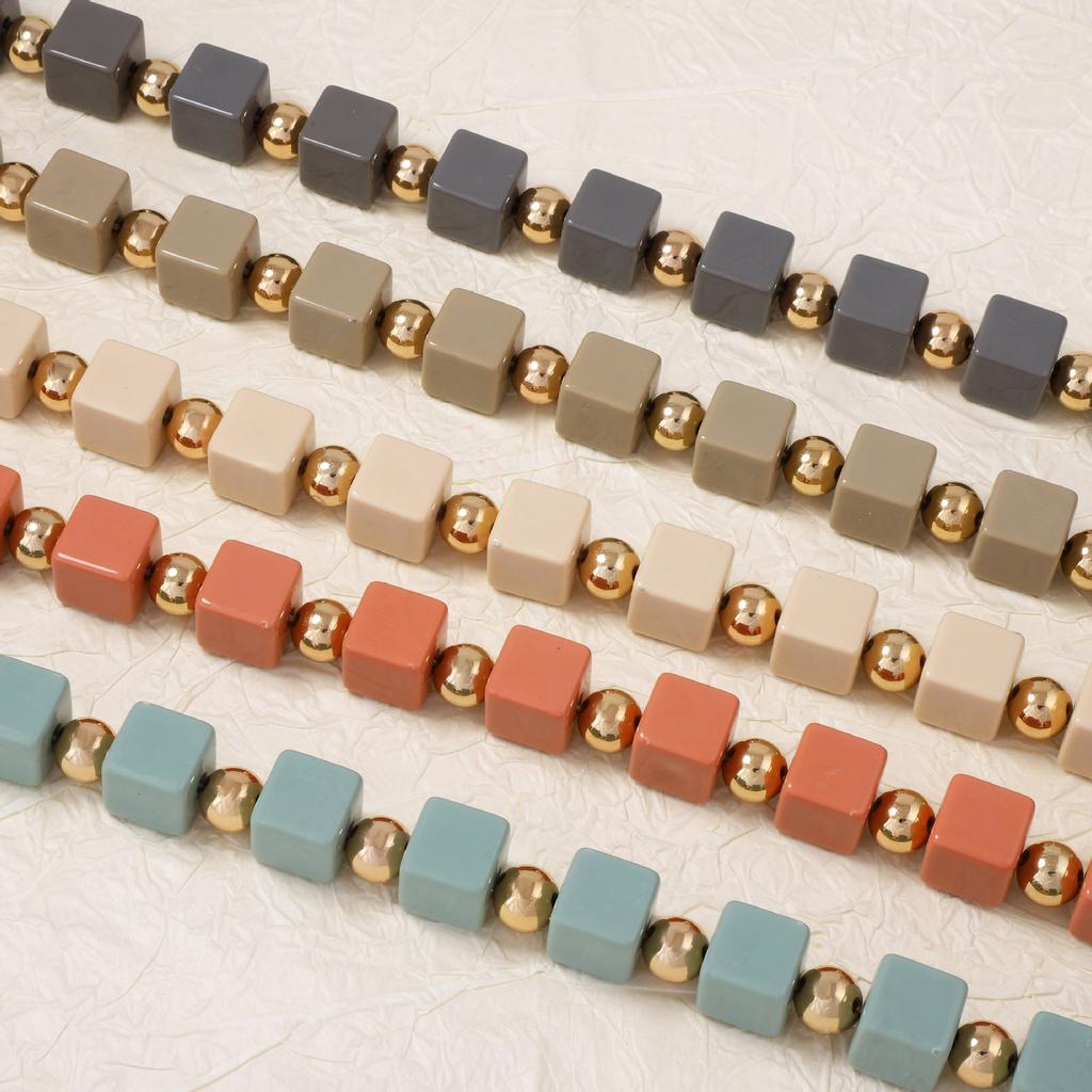 Minimalist Personality Multi Layer Handmade Geometric Colorful Square Beaded Bohemian Necklace Women Fashion Jewelry