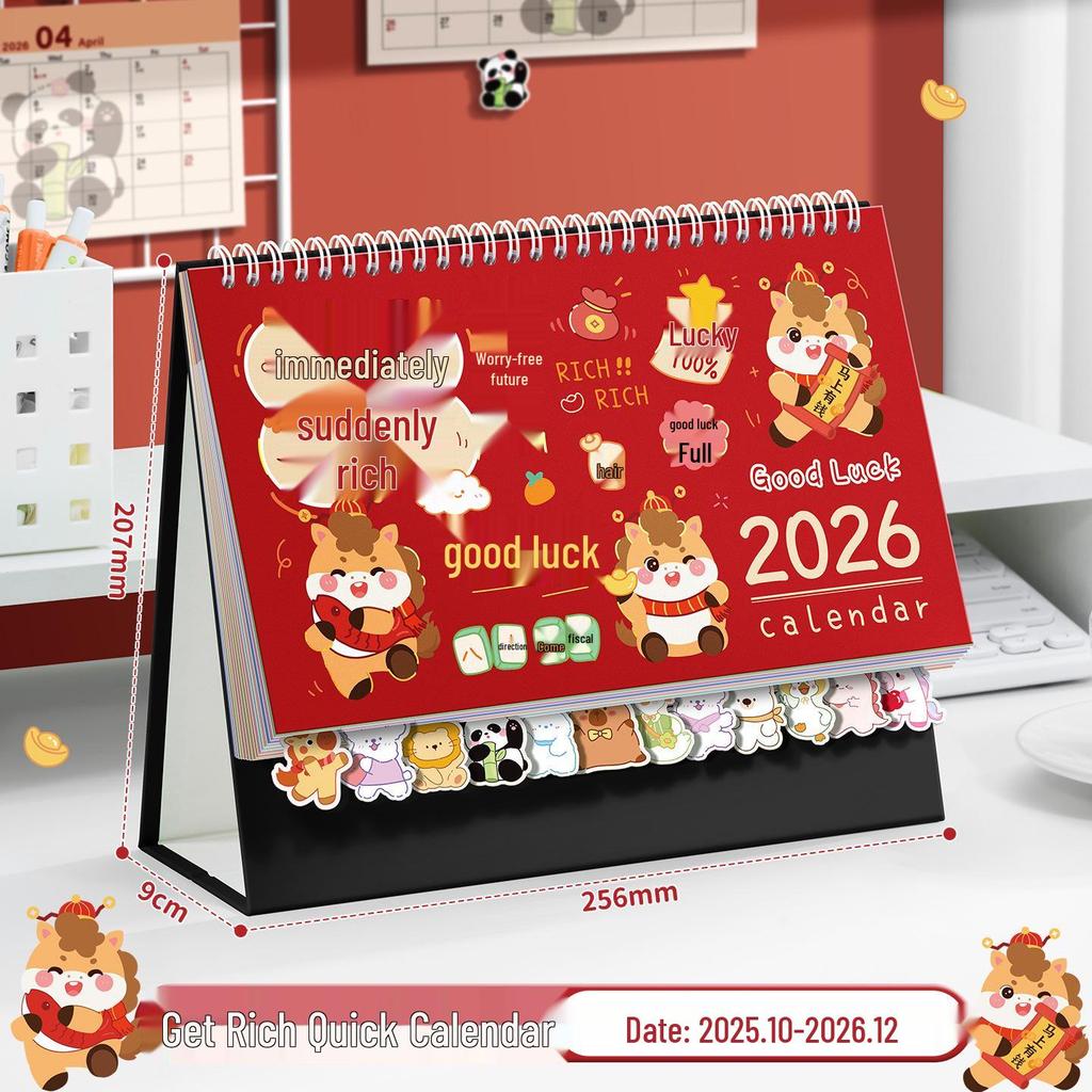 2026 Niedlicher Cartoon-Tischkalender: Kreatives Büro- & Studentenplanungsornament