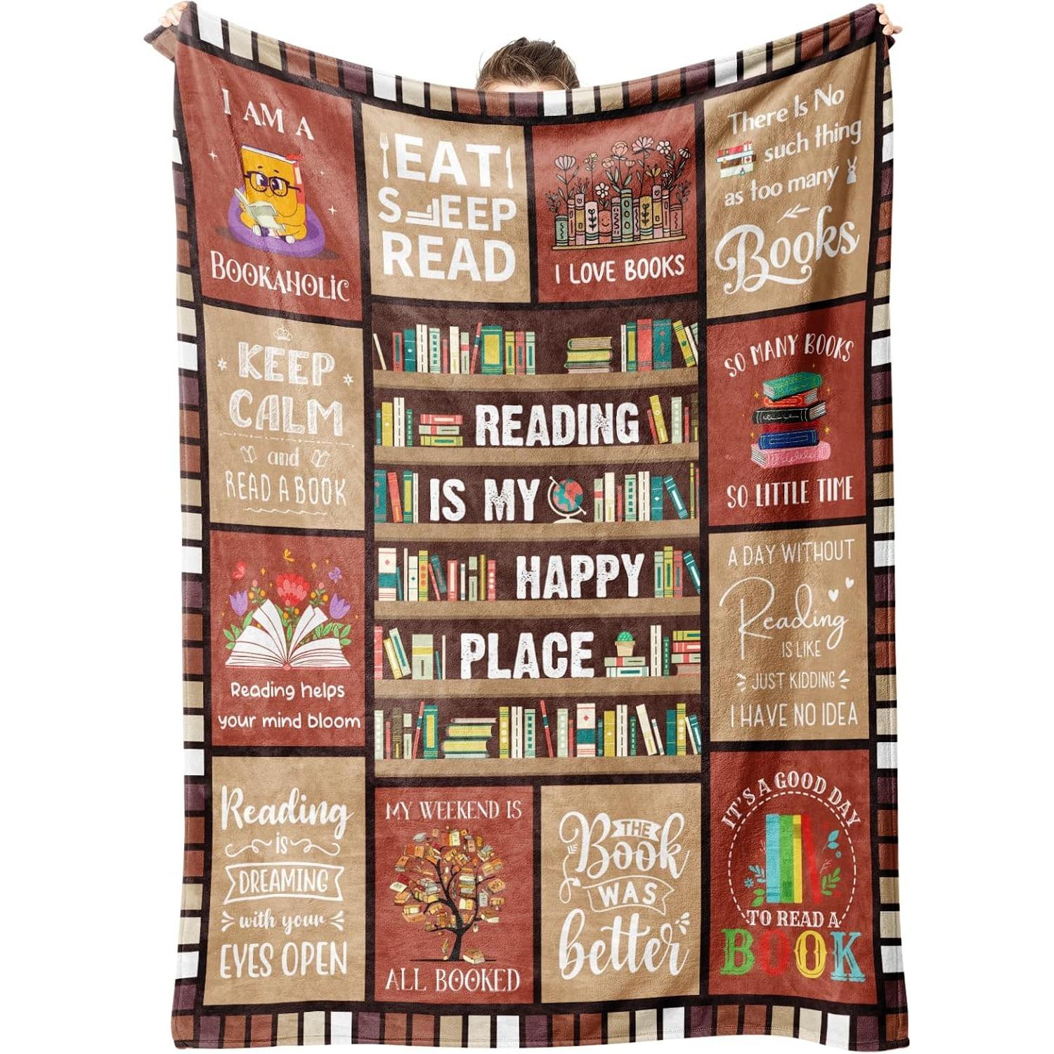 Book Lovers Gifts for Women Men - Cozy Reading Blanket, Perfect Literary Gift Ideas, Book Club Gifts for Reading Lover Bookish, Ideal 1PCS