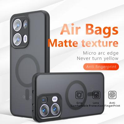 Matowe akrylowe etui PC dla Reno 13 Pro do ładowania bezprzewodowego magnetycznego Magsafe Twardy bumper dla Reno13 12 Pro 12 FS Wstrząsoodporny pokrowiec