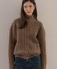 OURHOPE Caroline Wool High-Neck Button Cardigan - Brown