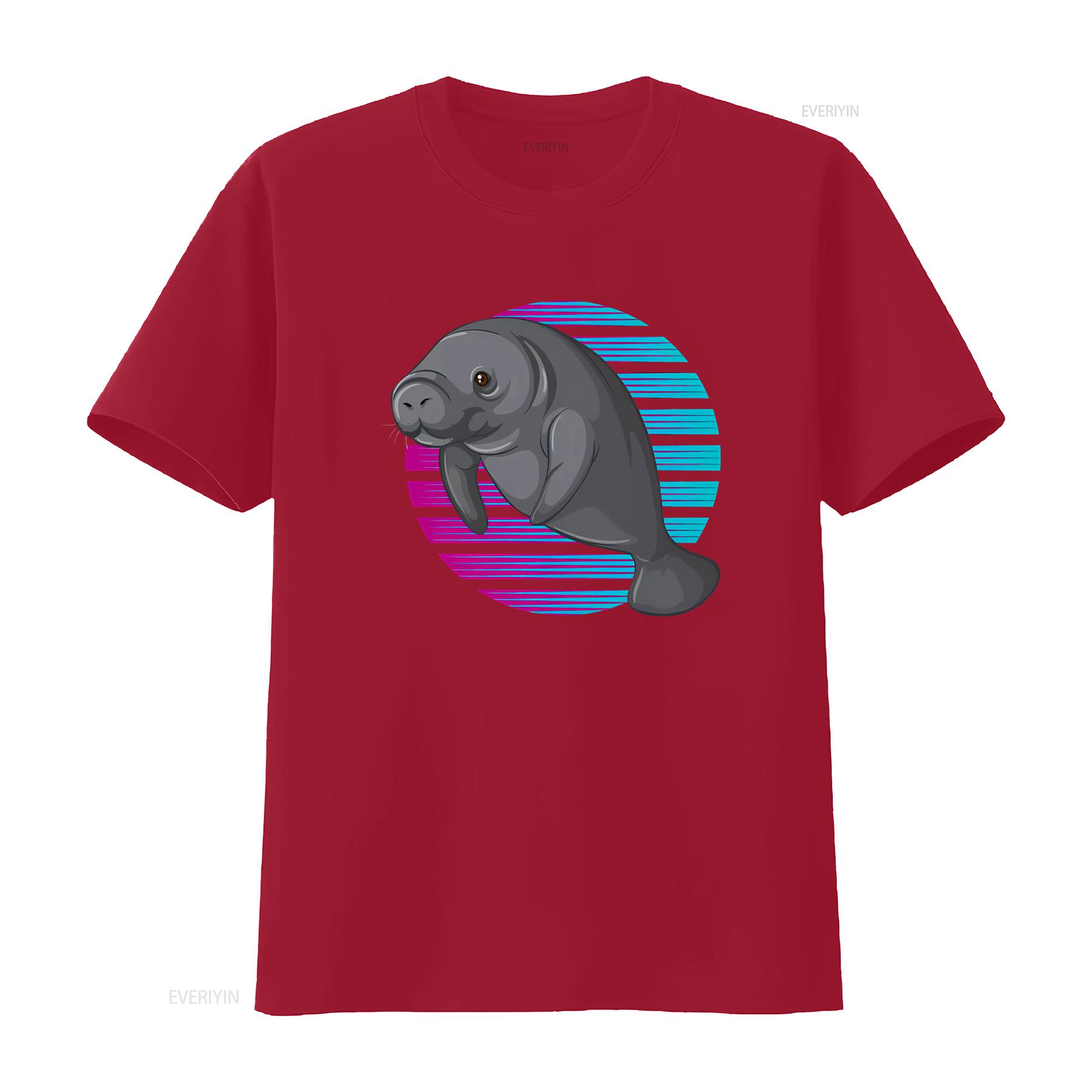 

Retro Manatee Funny Cute T Shirt Animal tee Youth vintage Washed Stylish designer clothes homme graphic Slightly streetwear S