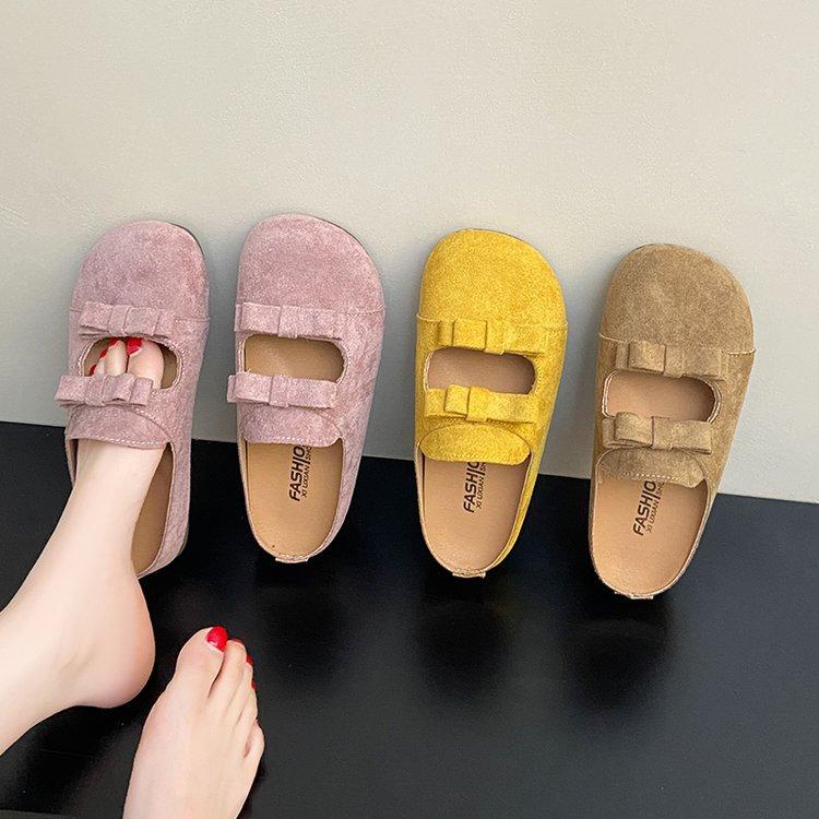 Bow Baotou Half Slippers Women's Summer 2025 New Retro Mary Jane Thick Bottom Birkencool Slippers Women