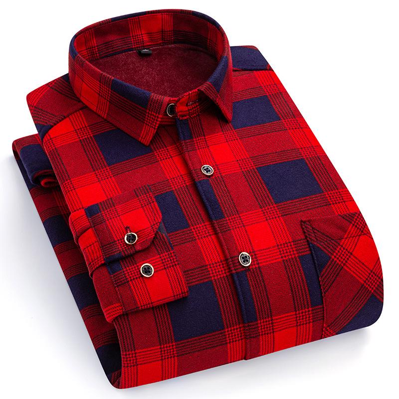 

2023 Мужская рубашка из бархатного флиса размера плюс: Двусторонний, теплый, большого размера, идеально подходит для людей среднего и пожилого возраста 5XL