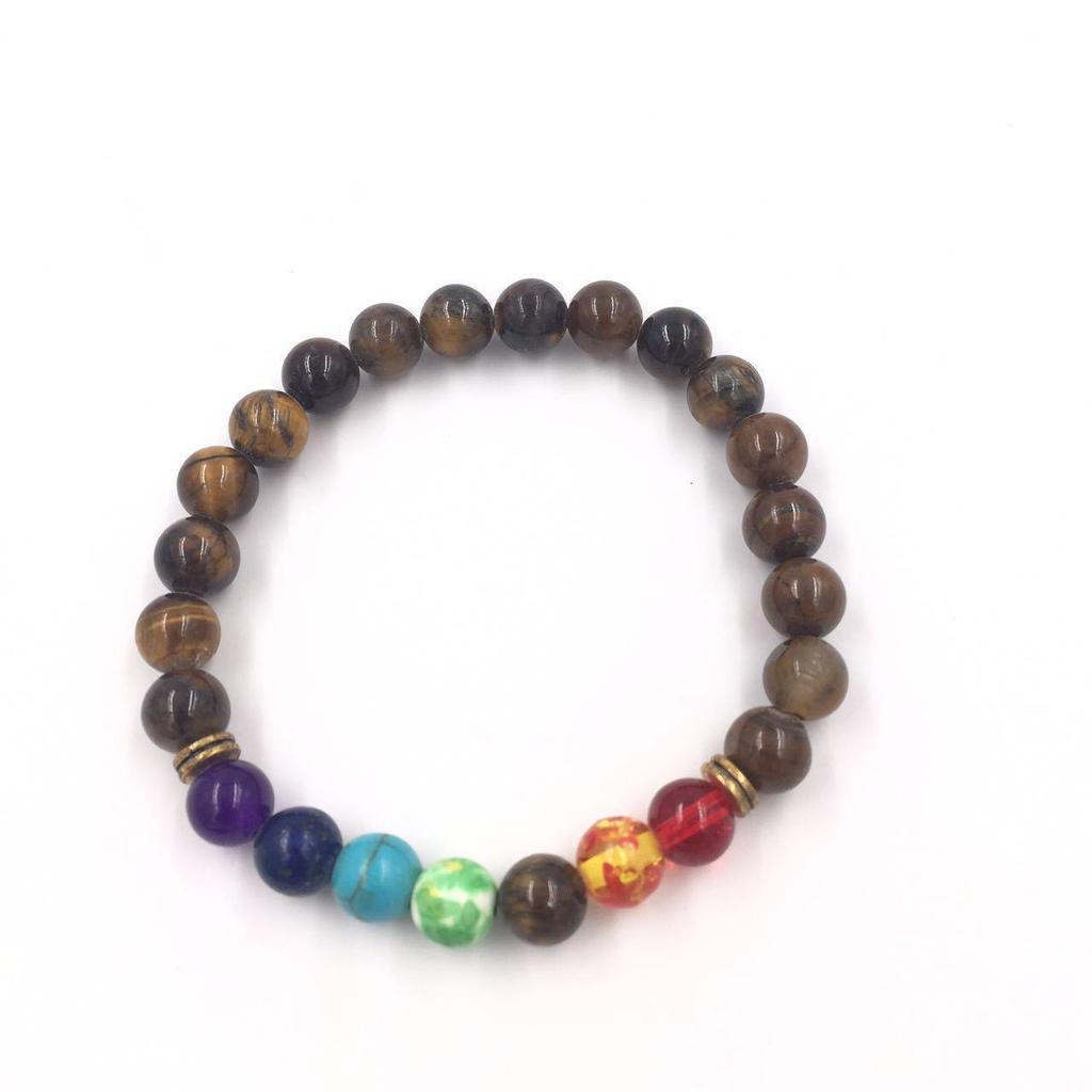 Unisex Rainbow Volcanic Stone Bracelets - European & American Couple Sets