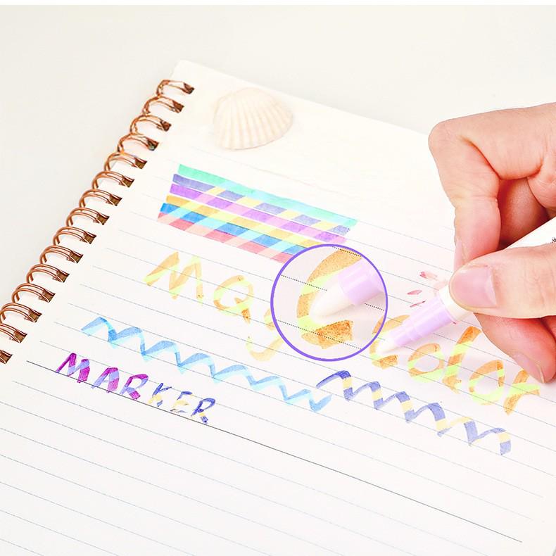 12-Color Double-Ended Magic Color-Changing Fluorescent Pens for Students - Ideal for Note-Taking, Drawing, and Doodling.