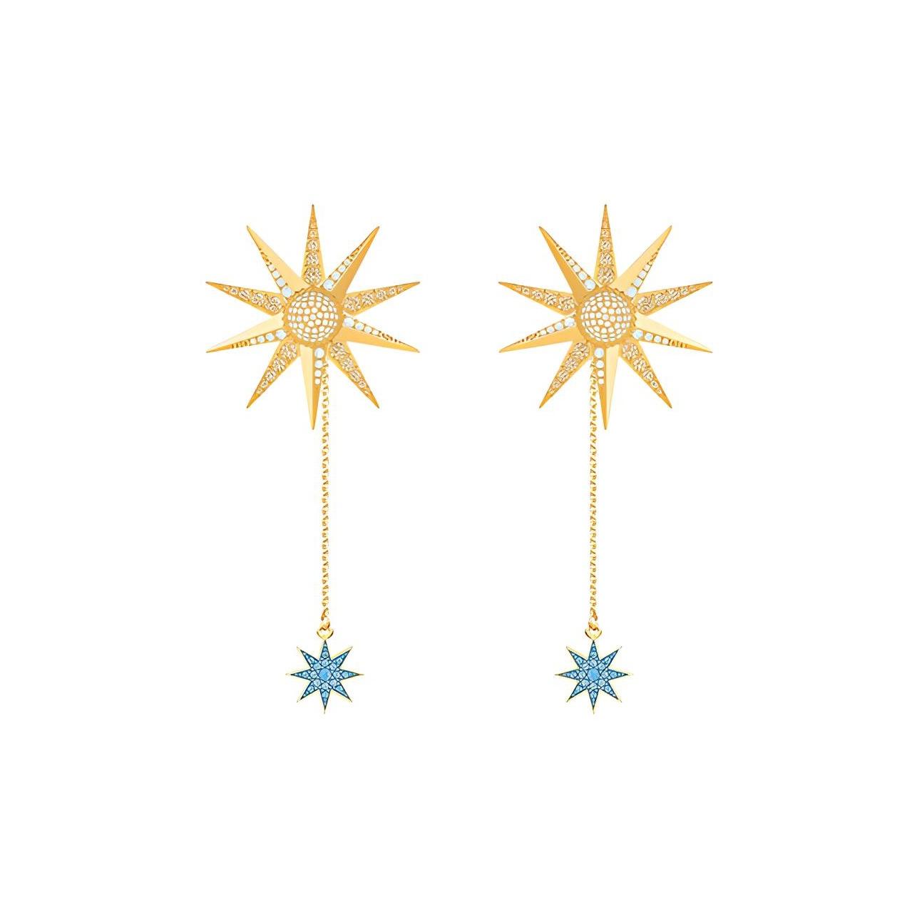 Swarovski Lucky Goddess Sun Pierced Earrings Women earrings Gold 5464169 Gold Plated