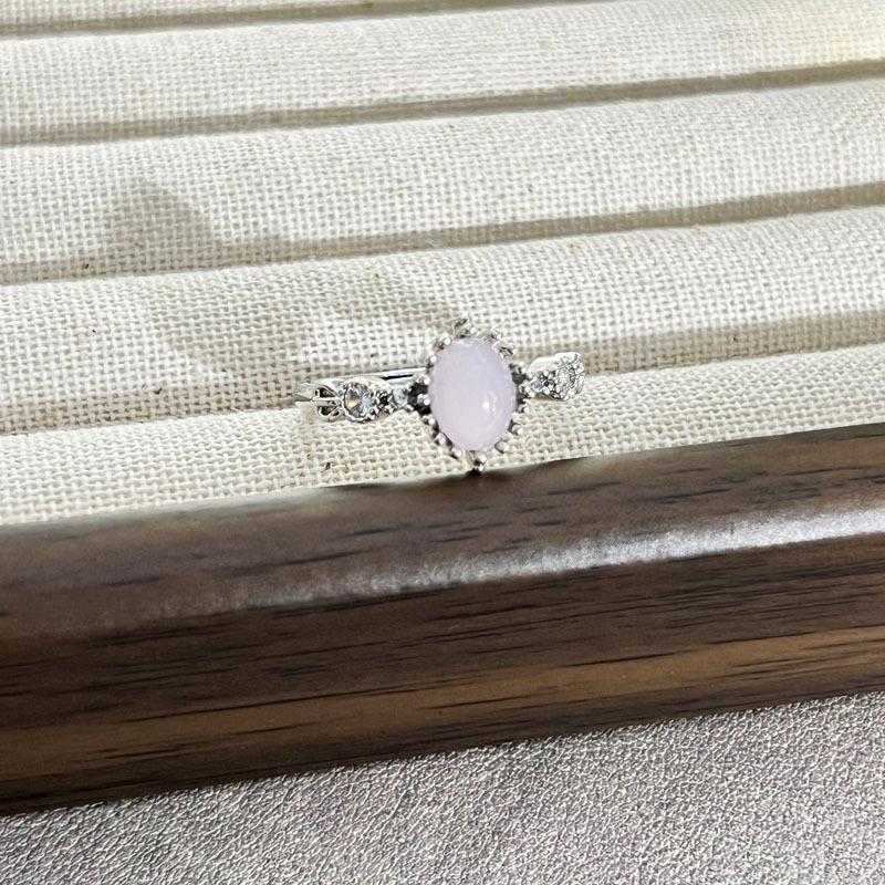 

2026 Powder Crystal Sweet Ring Light Luxury Temperament Four Leaf Clover Moon Fashion Opening Ring Women s Cold Wind Stacked Sweet Ring Tide Resizable