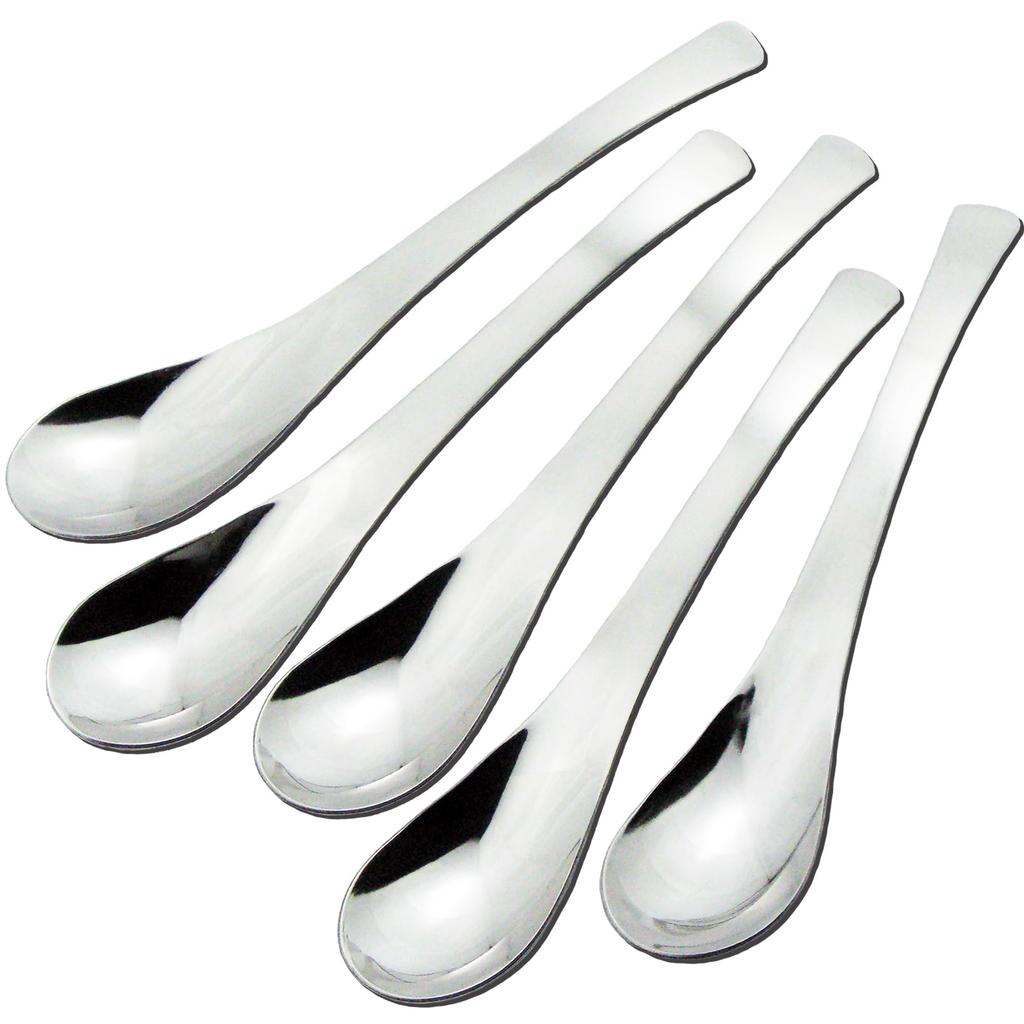 Nagao Plain Renge Set of Stainless Made in Japan Tsubame-Sanjo Spoons, 17.9cm, 5, 18-0 Steel,