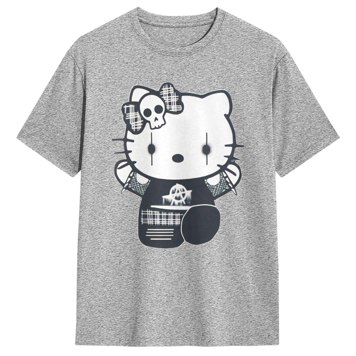 

Готичний Готичний Hellokitty Чорна Сатанинська Футболка Повсякденні Топи з Коротким Рукавом Літо 100 Бавовна Круглий Виріз 4XL 5XL 6XL Одяг L
