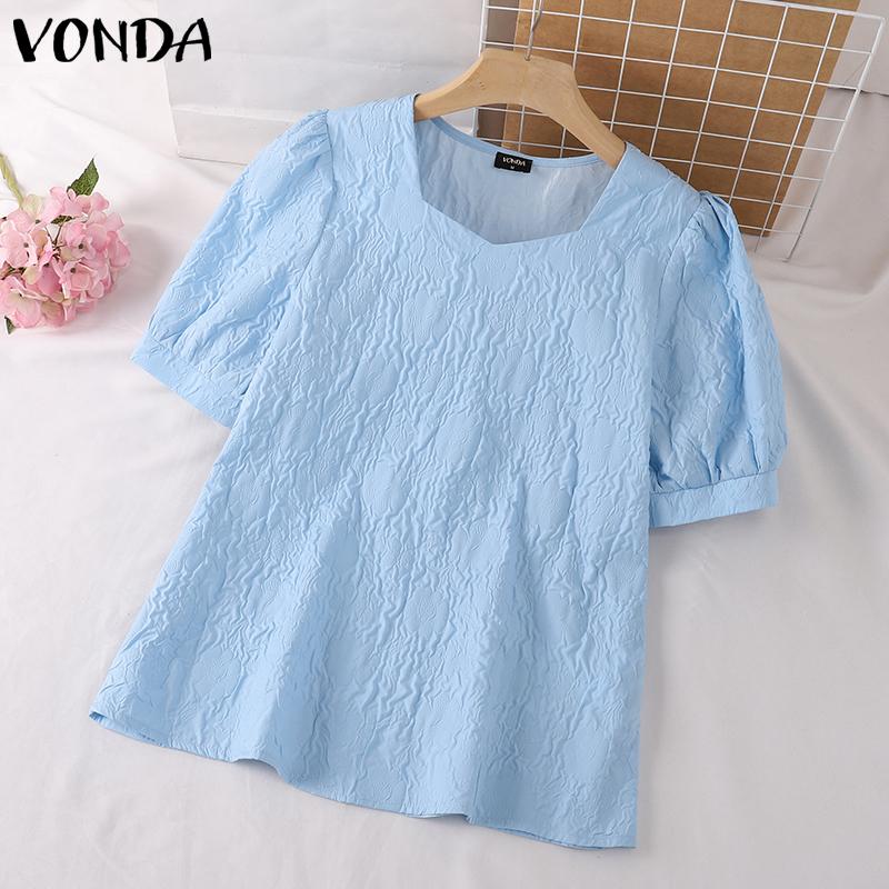 

VONDA Летние женские топы с коротким рукавом с квадратным вырезом и пышным вырезом